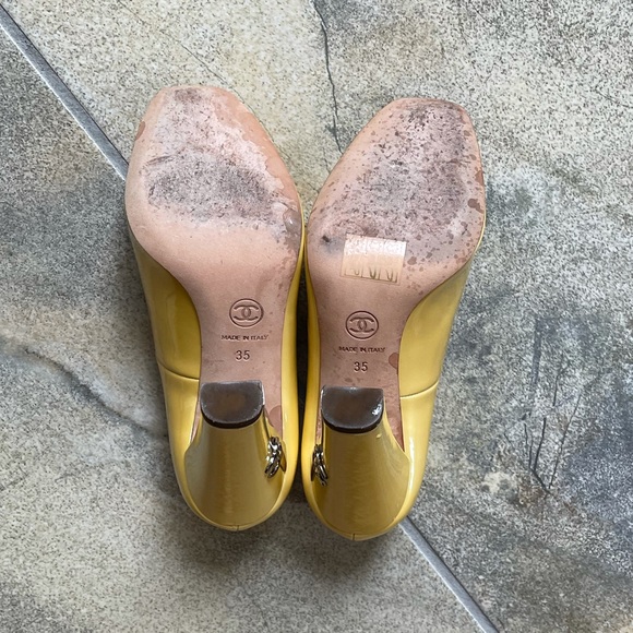 Vintage Chanel Yellow Open Toe Heels - Picture 6 of 8